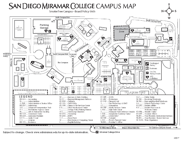Map of Miramar campus