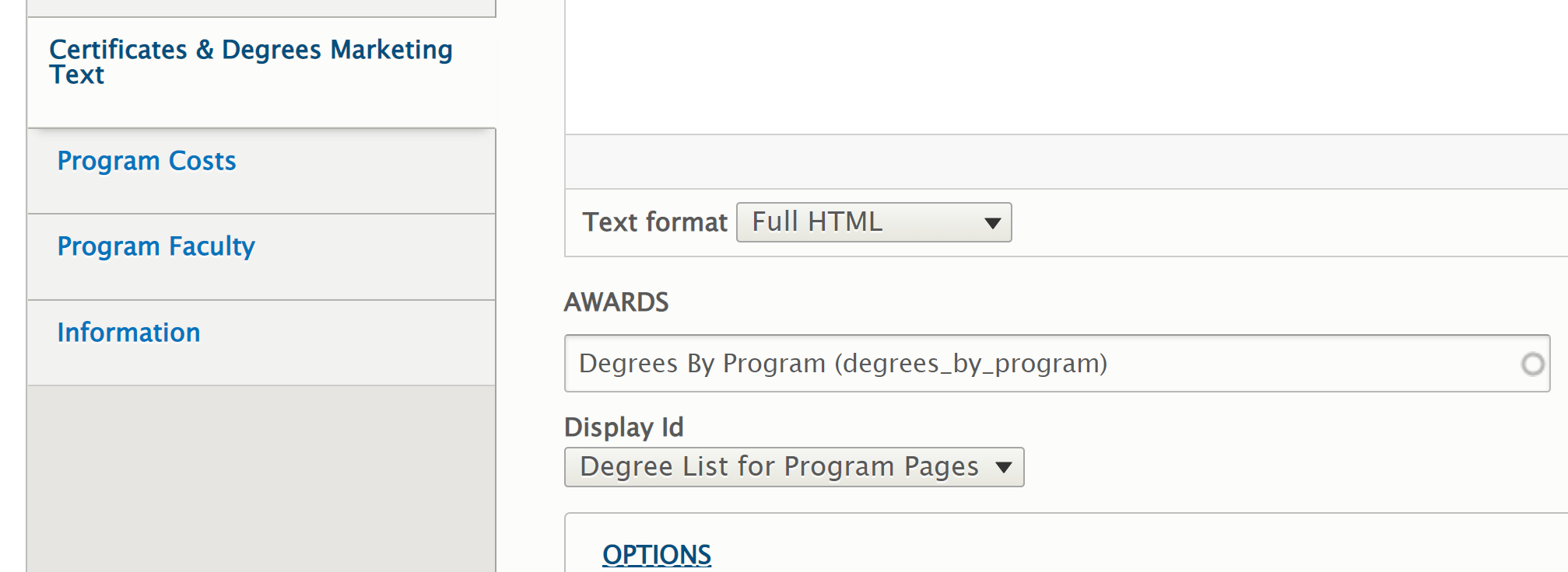 Picture of Program Editing Form